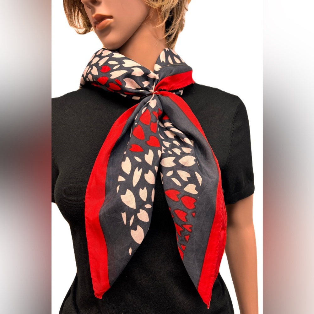 Retro Pierre Cardin blue red and white silk scarf